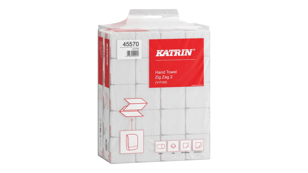 Katrin Handtuch-Papier, wei&szlig;, 2-lagig, Tissue, 22x23cm, Zickzack