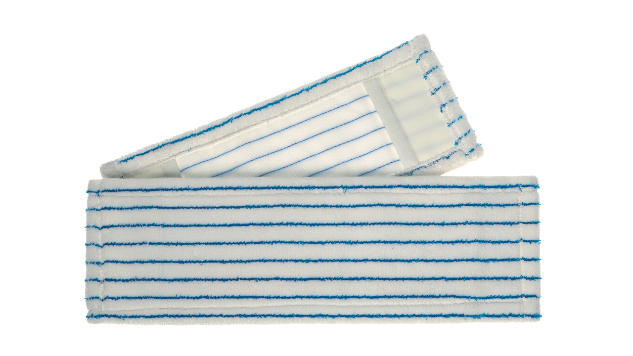 Microfaser-Borstenmop, für PVC, Pakett und Laminat, weiß/blau, 40cm