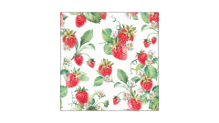 Zelltuch-Serviette, 33x33cm, 3-lagig, 1/4-Falz, 'Garden Strawberies'
