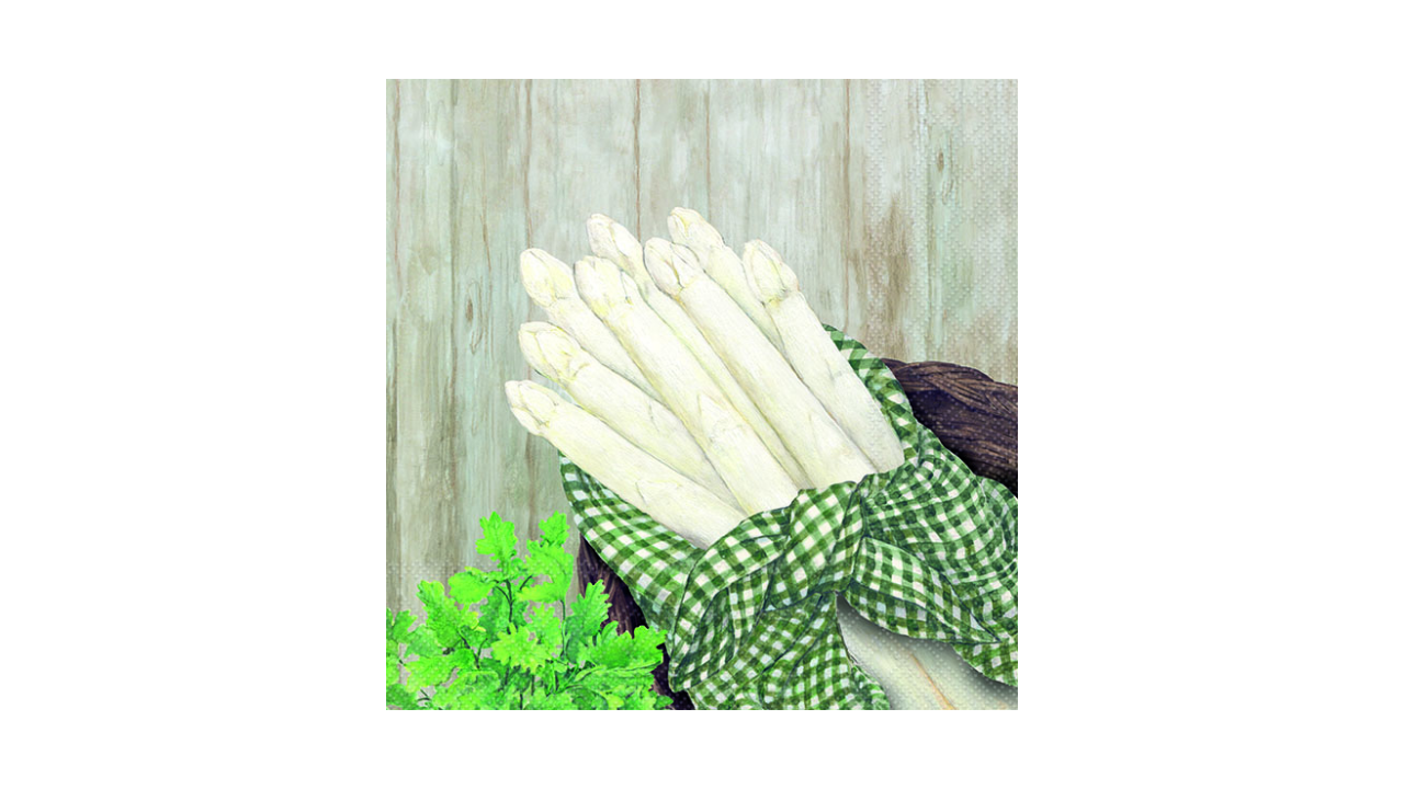 Zelltuch-Serviette, 33x33cm, 3-lag 1/4-Falz, 'Fresh asparagus'
