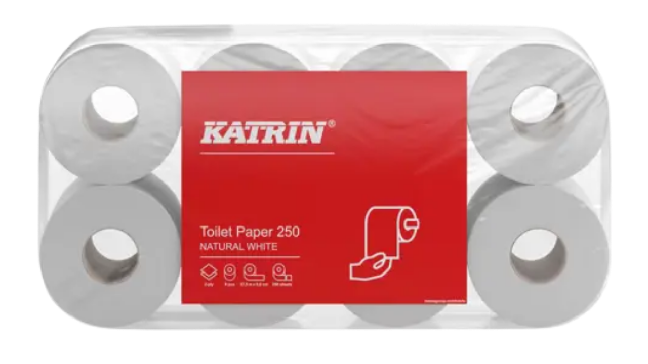 Katrin Classic, Toilettenpapier, wei&szlig;, 2-lagig, 250 Blatt/Rolle, 64 Rol./VE