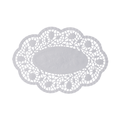 Mokka-Deckchen, oval, 18x13cm, wei&szlig;