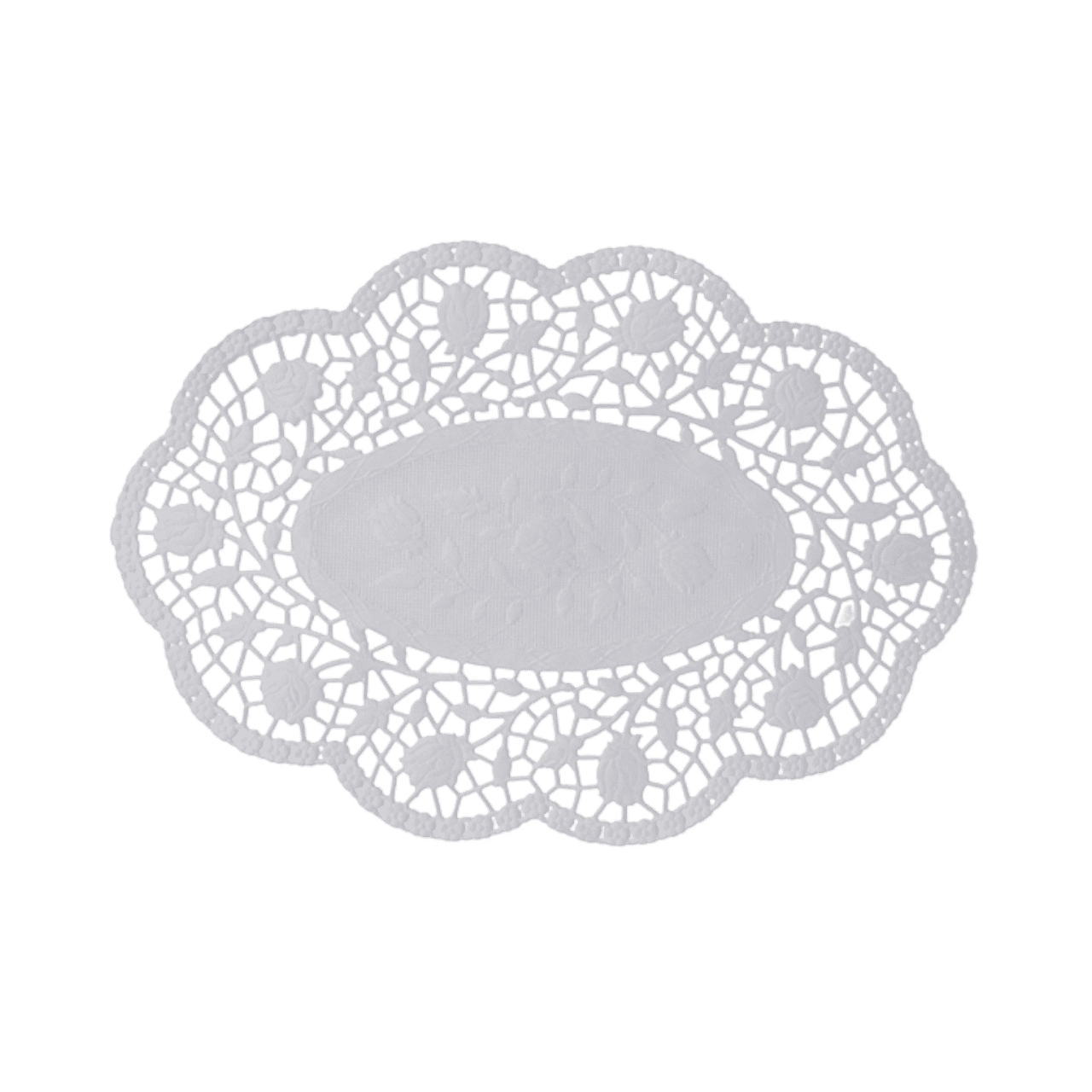 Mokka-Deckchen, oval, 18x13cm, wei&szlig;