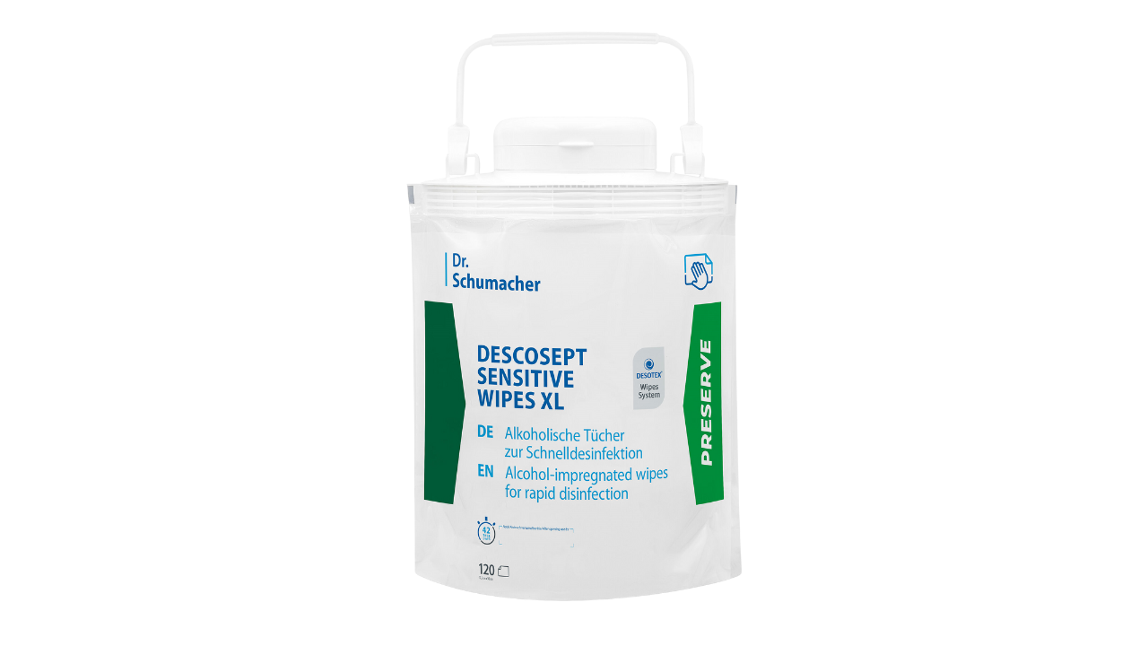 Desinfektionstücher, Descosept Sensitive Wipes XL, 120 Tücher/Einweg-Tuchspender