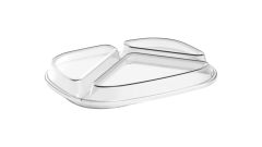 Mehrweg-Men&uuml;box, Deckel f&uuml;r 3-geteilte box, 23,95x18,45x2,63cm, hochtransparent