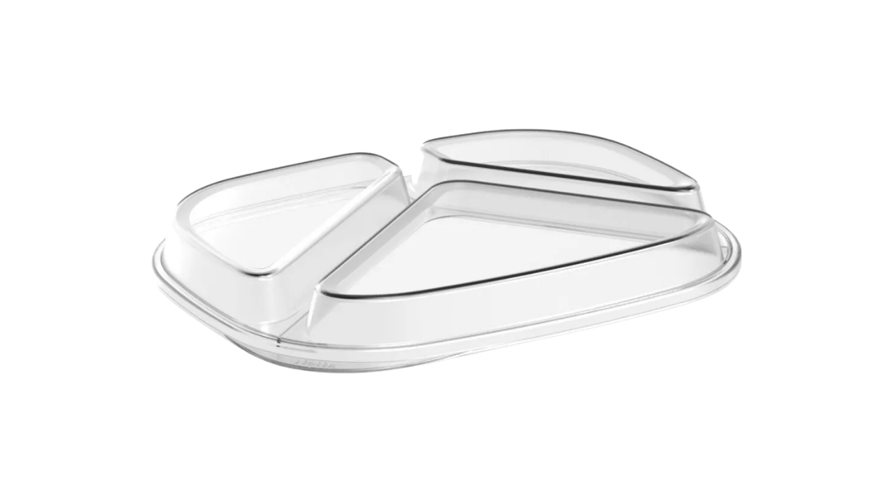 Mehrweg-Men&uuml;box, Deckel f&uuml;r 3-geteilte box, 23,95x18,45x2,63cm, hochtransparent