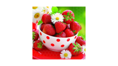 Zelltuch-Serviette, 25x25cm, 3-lag 1/4-Falz, 'Strawberries In Bowl'