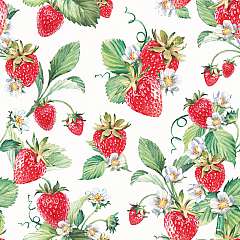 Zelltuch-Serviette, 33x33cm, 3-lagig, 1/4-Falz, 'Garden Strawberies'