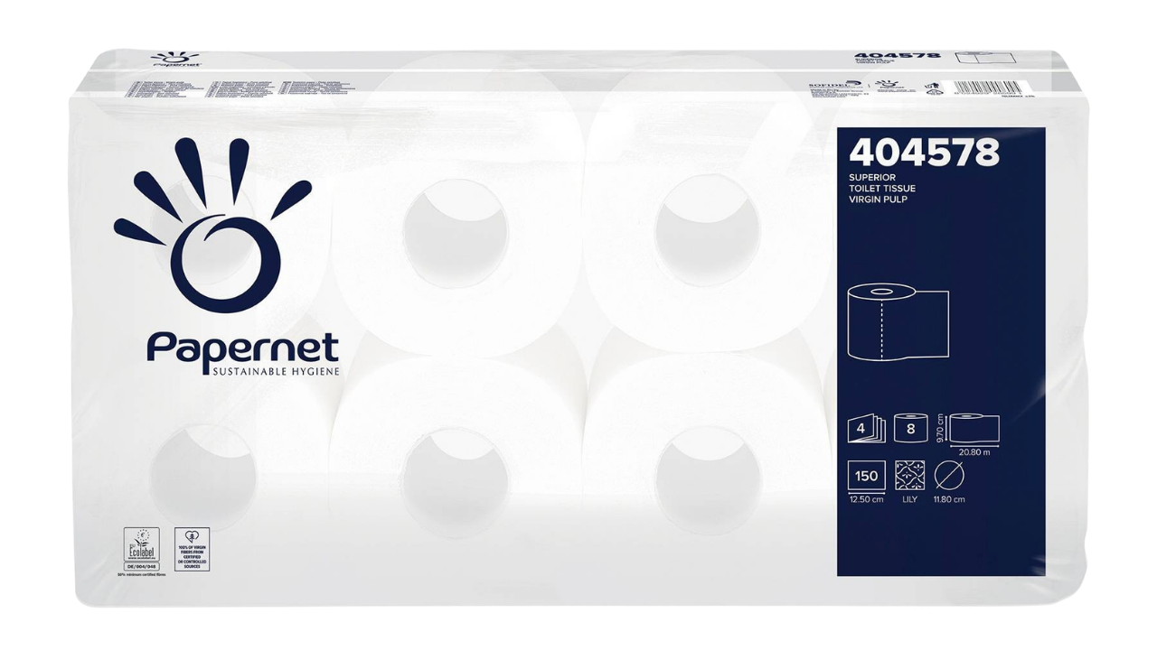 Papernet Superior, Toilettenpapier, wei&szlig;, 4-lagig, 160 Blatt/Rolle