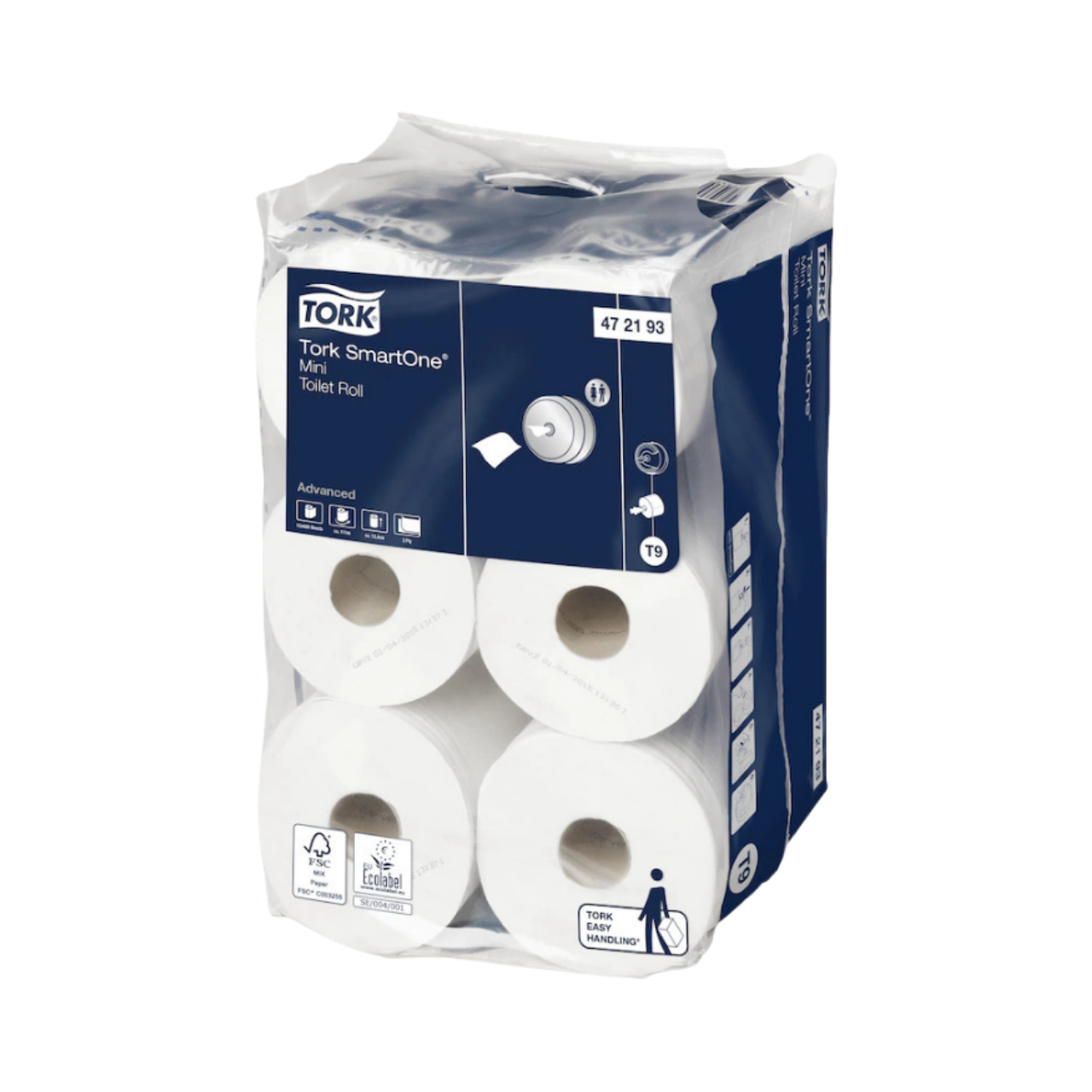 Tork Smart One, Toilettenpapier Mini Advanced, wei&szlig;, 2-lagig, T9 System