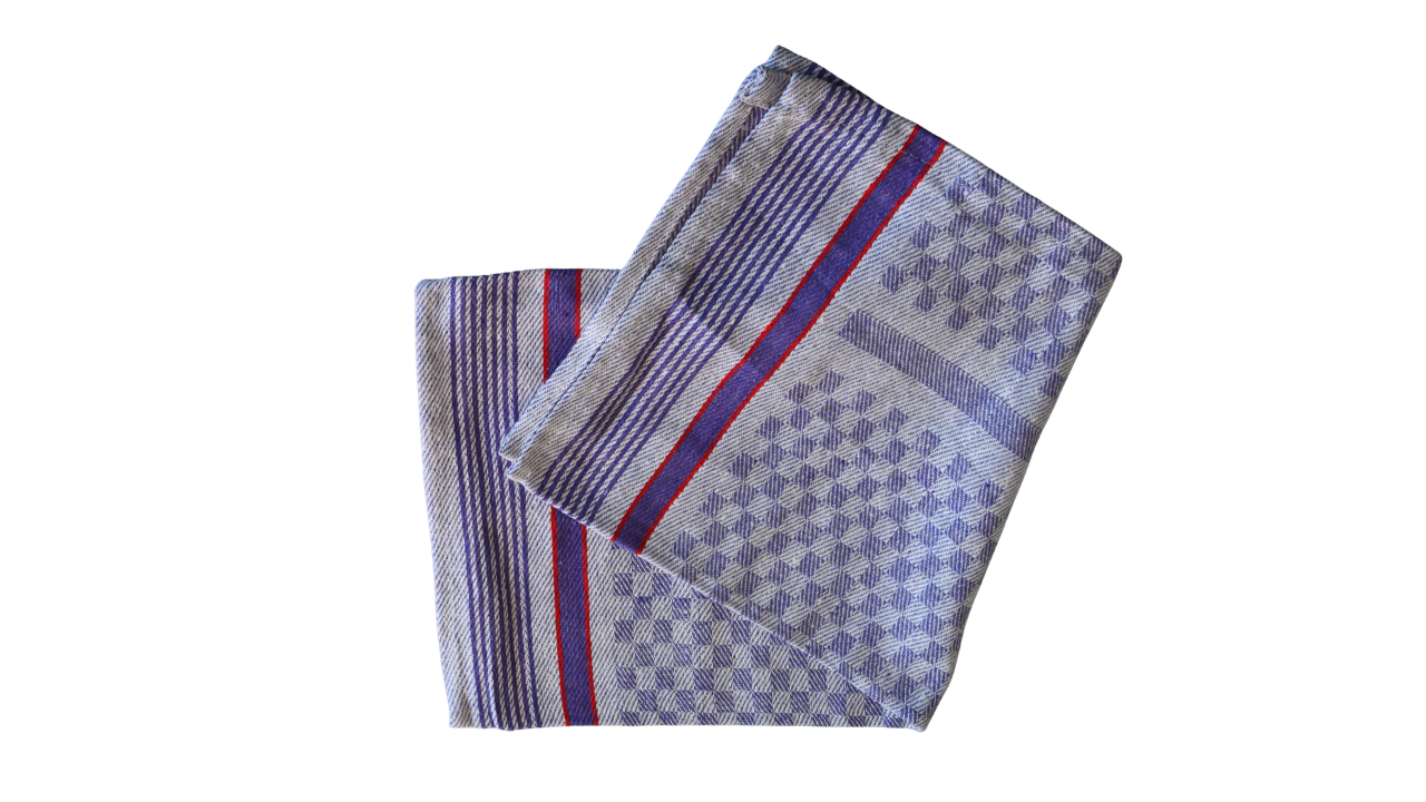 Torchon/Gruben-Handtuch, Baumwolle, karo-blau (10er)