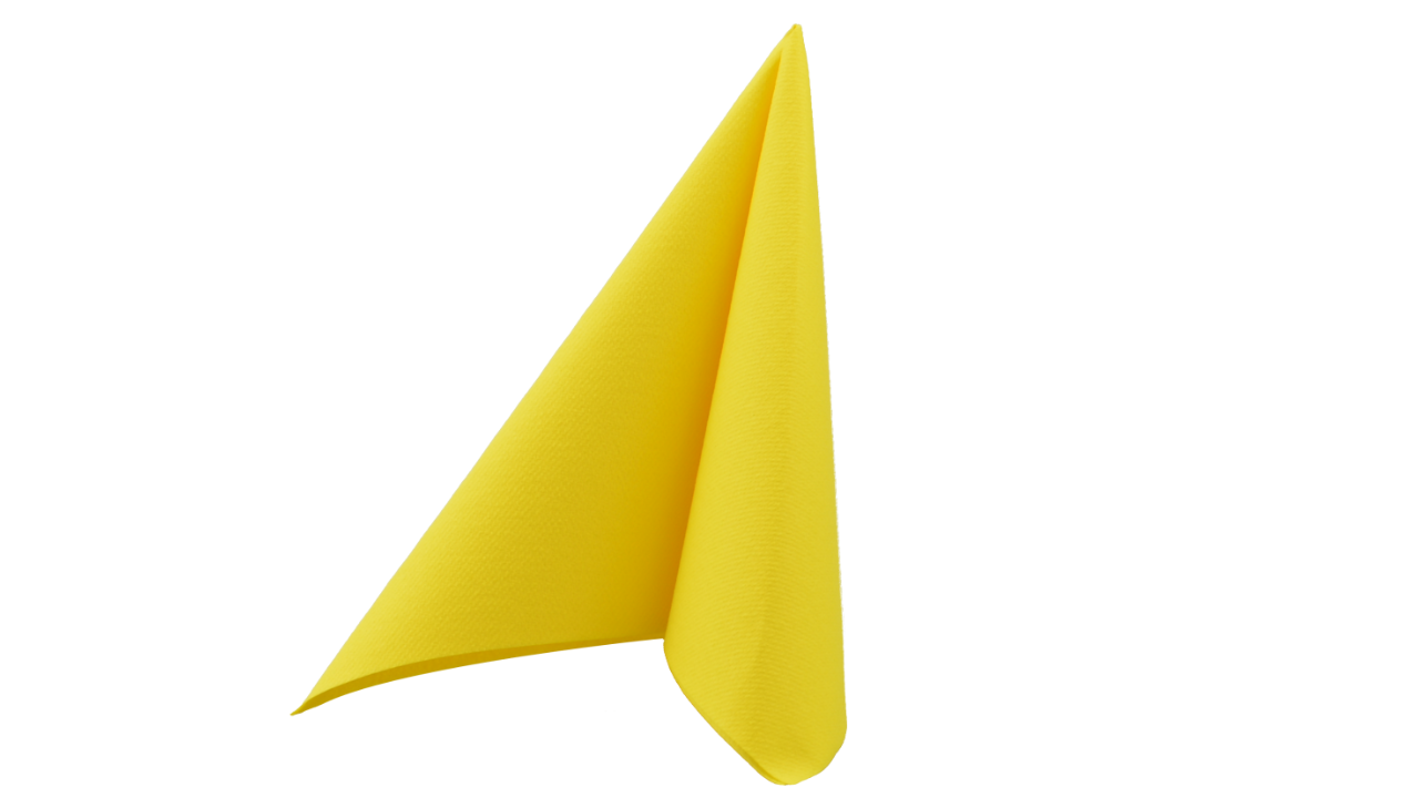 Airlaid-Serviette, 40x40cm, 1/4 Falz, gelb