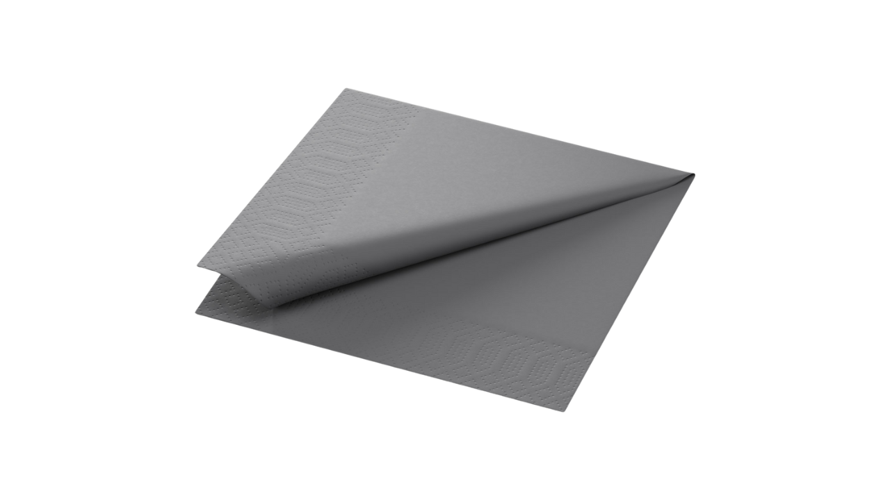 Duni-Zelltuch-Serviette, 33x33cm, 3-lagi 1/4 Falz, granite grey