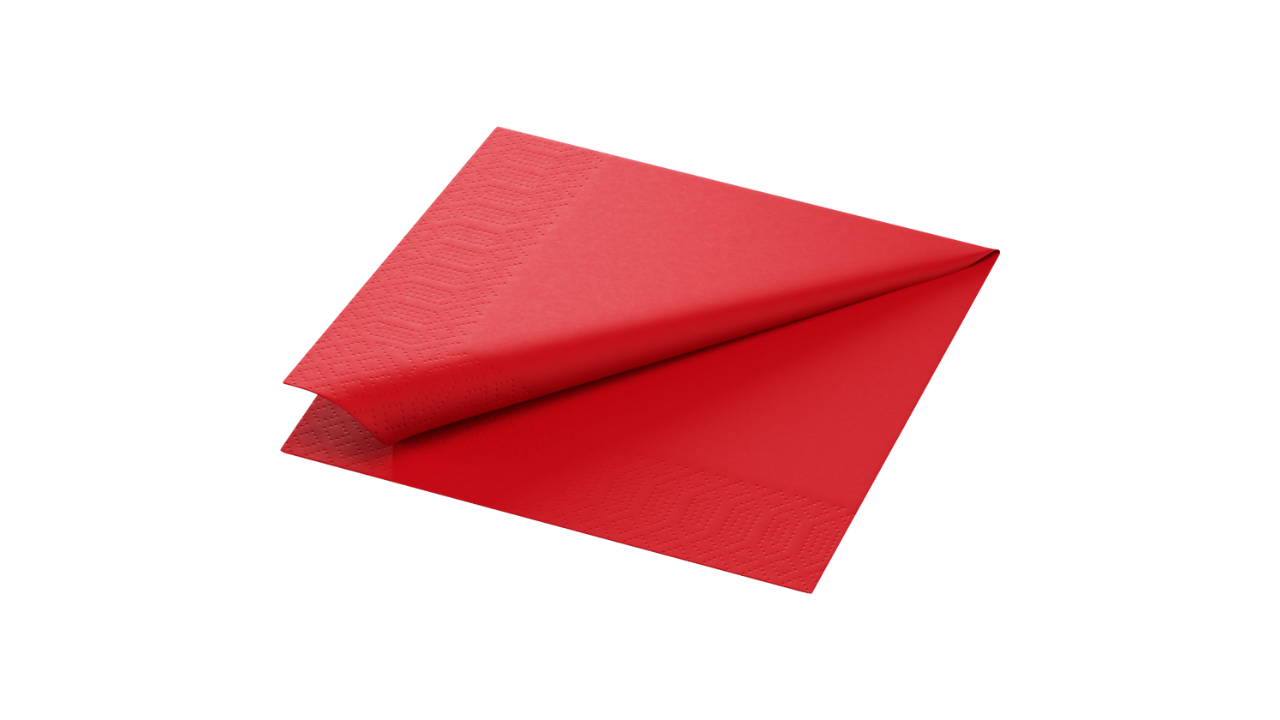 Duni-Zelltuch-Serviette, 24x24cm,3-lagig 1/4 Falz, rot