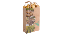 Papier-Tragetasche 'Frische Kartoffeln' 22+11x31cm, Flachhenkel, 90g/qm, braun