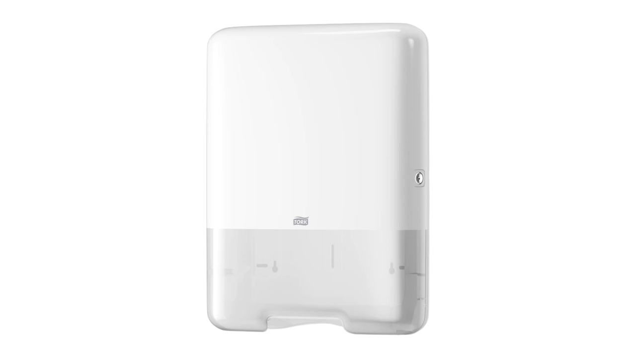 Tork Falthandtuchspender, Zickzack- &amp; Lagenfalzung, Kunststoff, gro&szlig;, H3, wei&szlig;