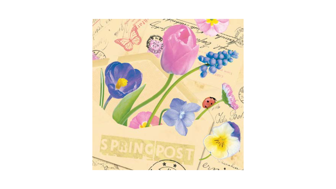 Linclass-Serviette, 40x40cm, 1/4-Falz, 'Springpost'