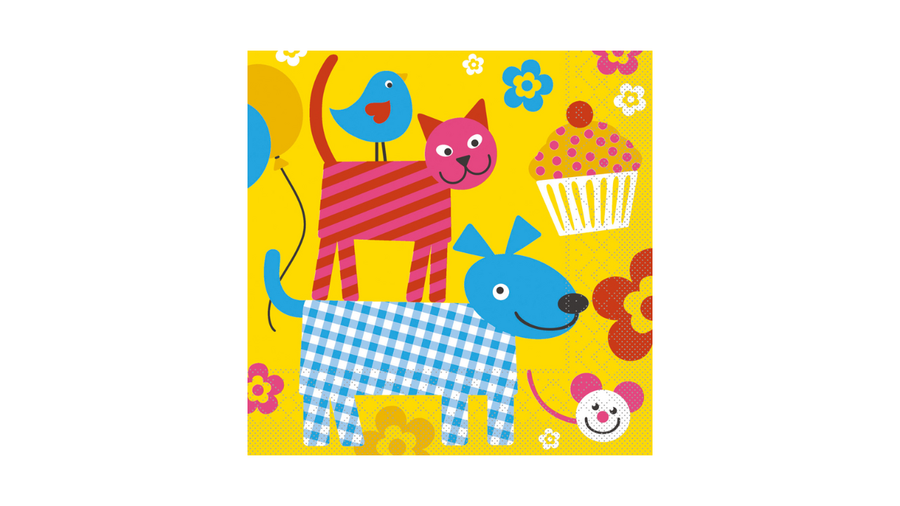 Zelltuch-Serviette, 33x33cm, 3-lagig, 1/4 Falz, 'Happy Kids'