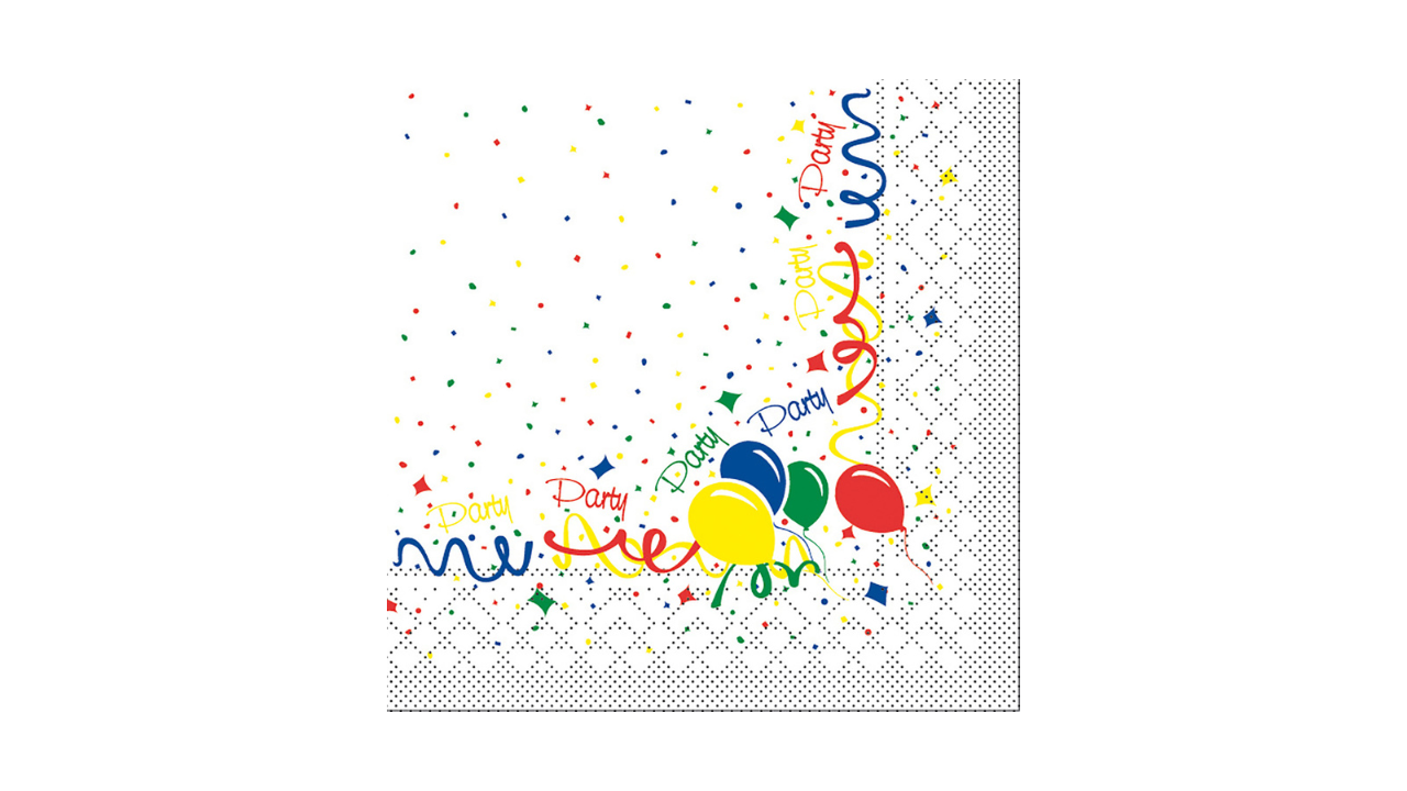 Zelltuch-Serviette, 33x33cm, 3-lagig, 1/4 Falz, 'Party'