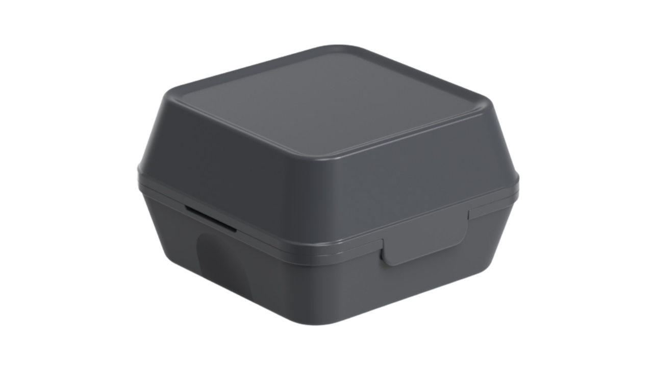 Mehrweg-Burger Box M, Polypropylen, 11,5x11,5x8,2cm, schiefergrau