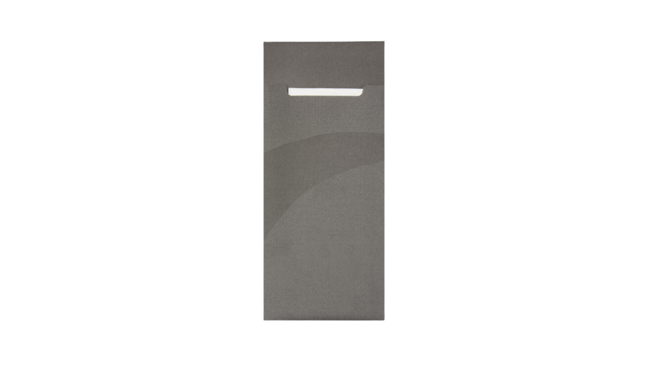 Papier Serviettentasche, 8,5x20cm, dunkelgrau, Zell.-Serv.,33x33cm,2lg,wei&szlig;
