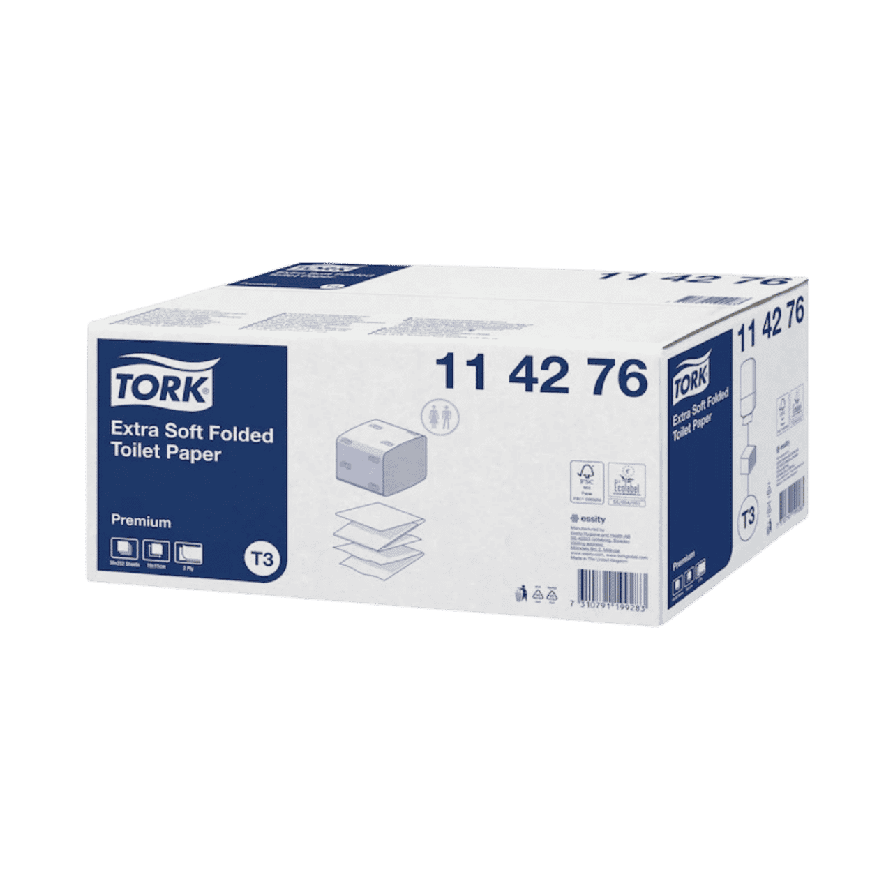 Tork Premium, Toilettenpapier, hochwei&szlig;, Einzelblatt, 2-lagig, 11x19cm, T3