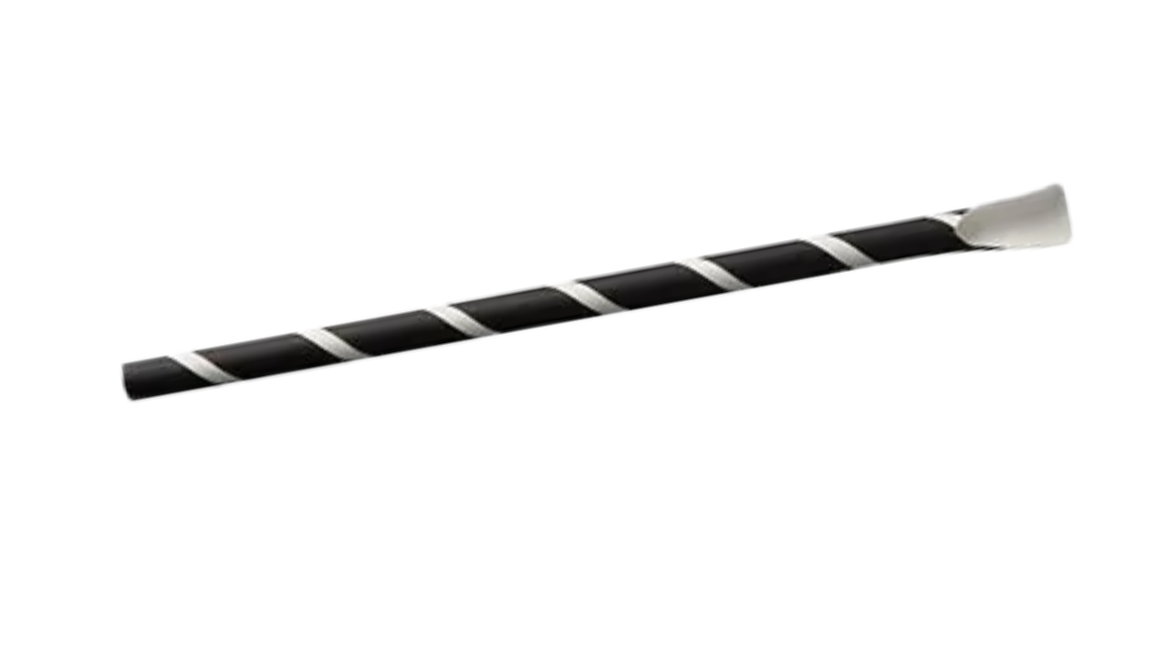 L&ouml;ffelhalm aus Papier, &oslash;8mm, 200mm schwarz/wei&szlig;