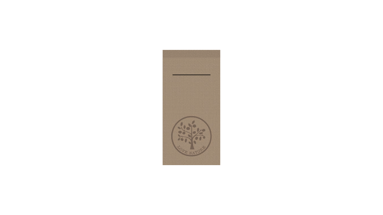 Airlaid-Serviettentasche, 40x40cm, 1/8 Falz, 'Love Nature-Jute' beige-grey