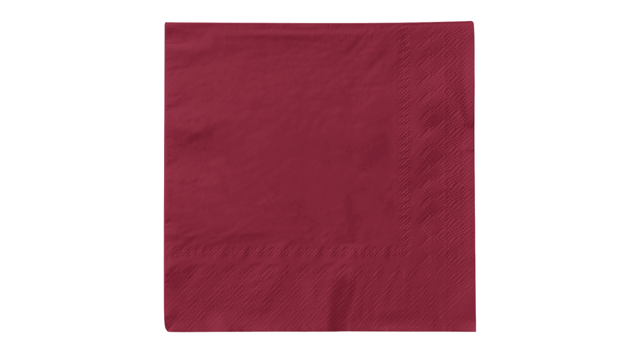 Mank-Zelltuch-Serviette, 33x33cm,3-la 1/4 Falz, bordeaux