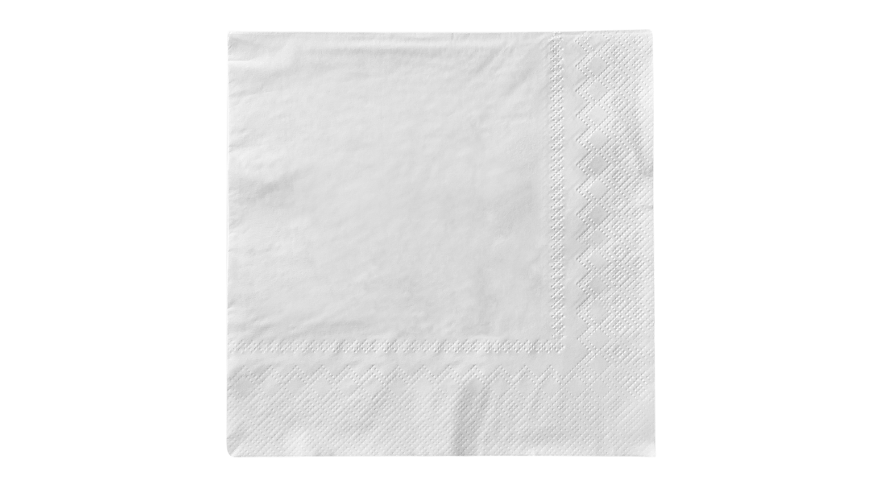 Zelltuch-Serviette, 24x24cm, 2-lagig, 1/4 Falz, weiß