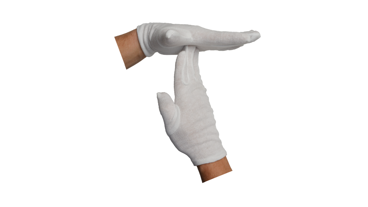 Baumwoll-Trikot-Handschuh, gebleicht, wei&szlig;, Damengr&ouml;&szlig;e