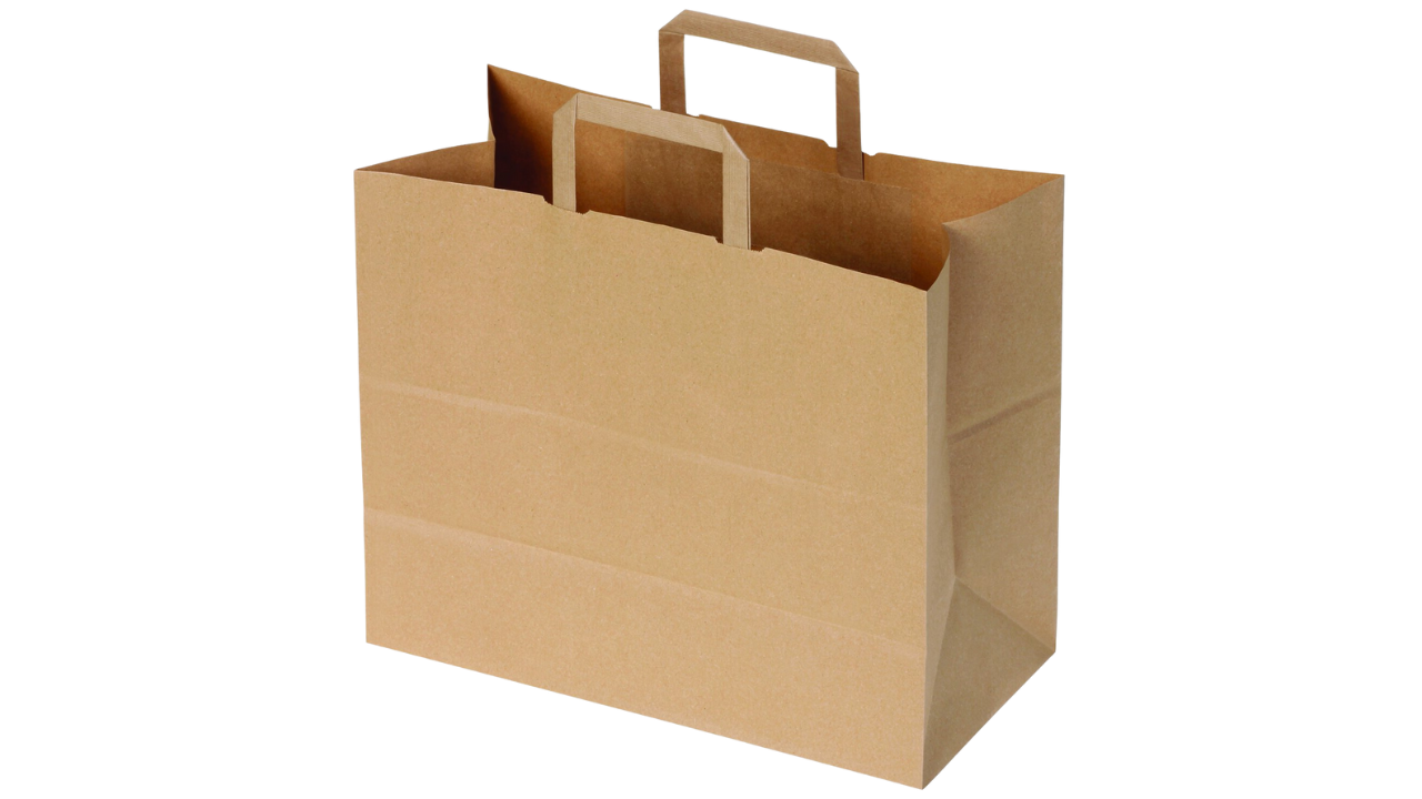 Papier-Tragetasche, 32x17x27cm, Innenhenkel, Kraftpapier 80g/qm, braun