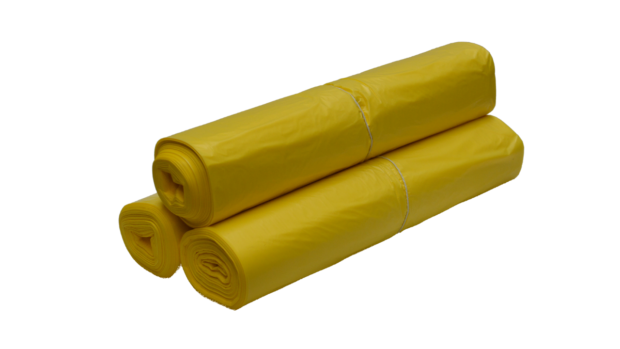 HT M&uuml;llsack, 120 Liter, 700x1100mm, gelb, St&auml;rke 20&micro;