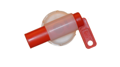Auslaufhahn Scheck, f&uuml;r 5 Liter &amp; 10 Lit Kanister, rot/transparent,