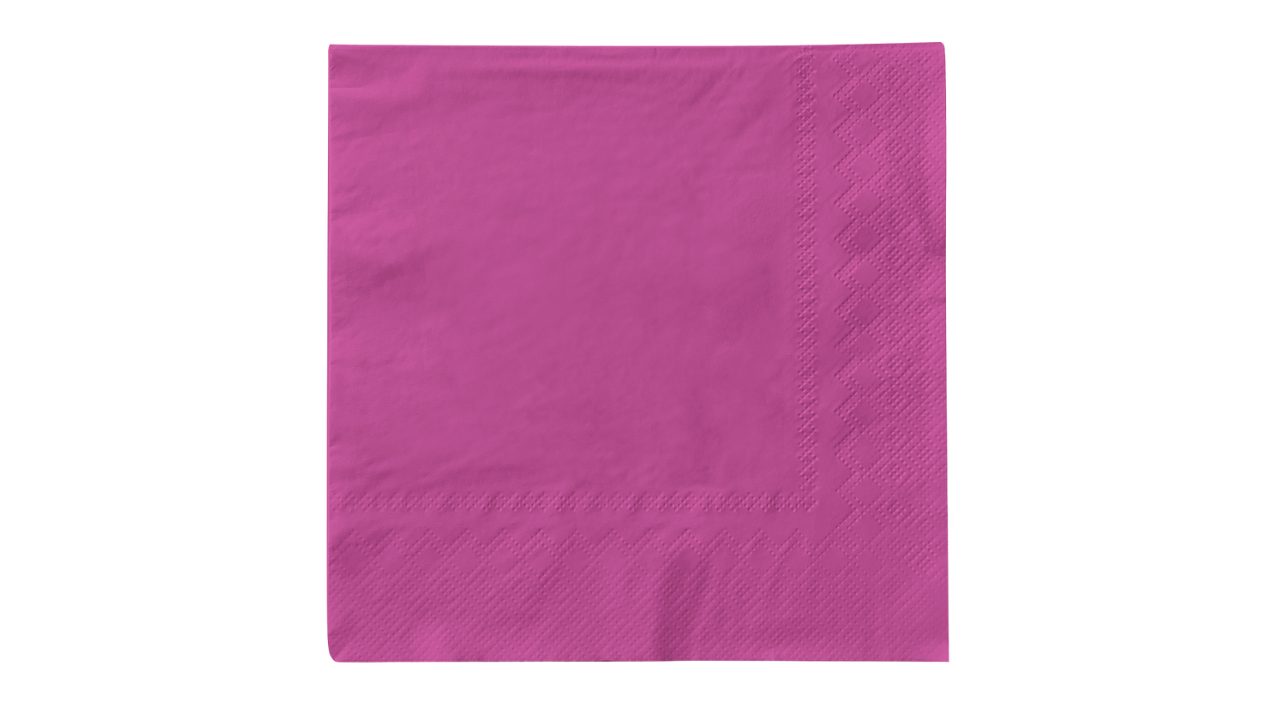 Mank-Zelltuch-Serviette, 33x33cm, 3-la., 1/4 Falz, violett