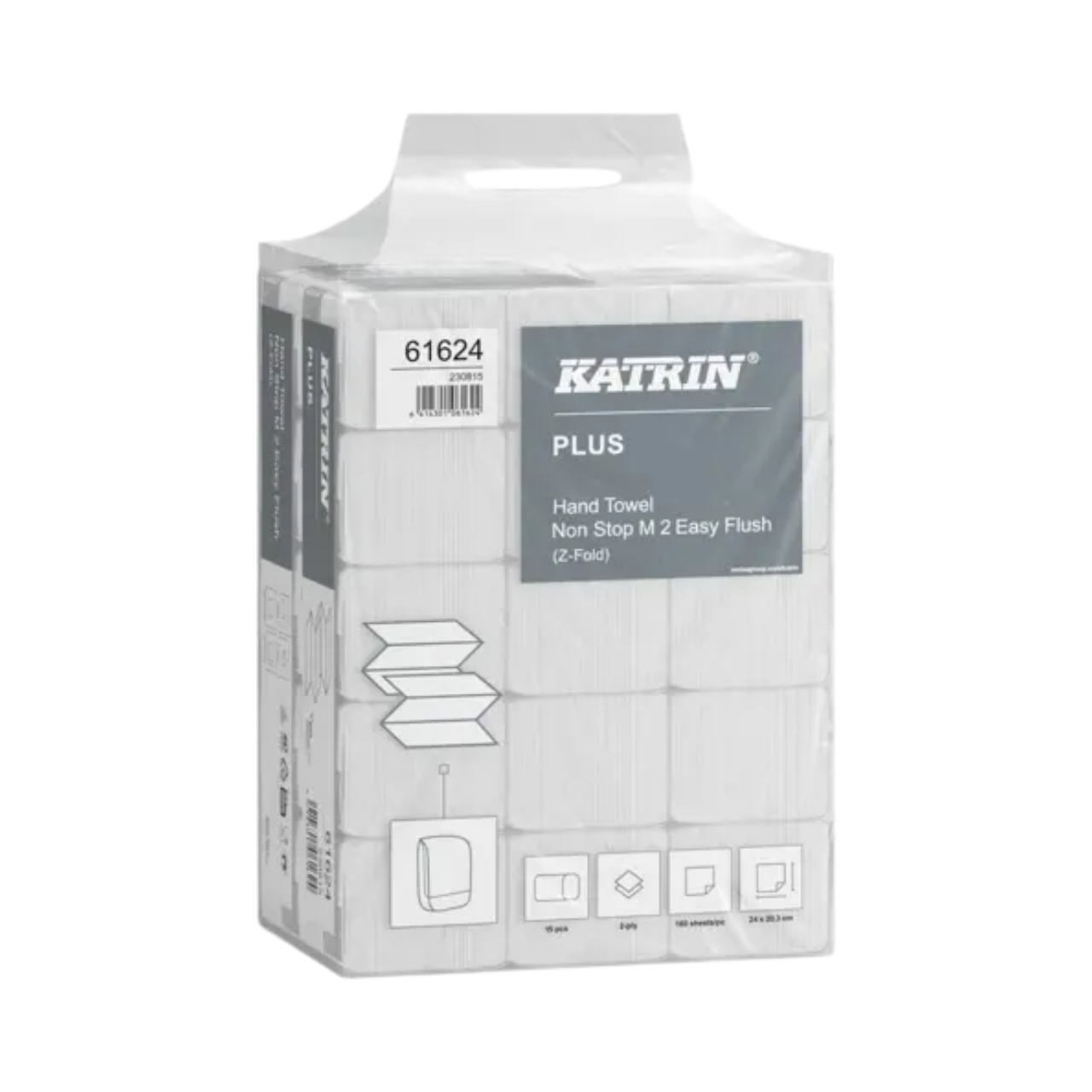 Katrin Handtuch-Papier Easy Flush, wei&szlig;, 2-lagig, 20,3x24cm, Multifold 'NON STOP'
