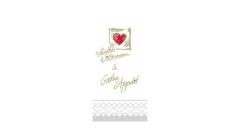 Zelltuch-Serviette, 40x40cm, 2-lagig, 1/8 Buchfalz, 'Herzlich Willkommen'