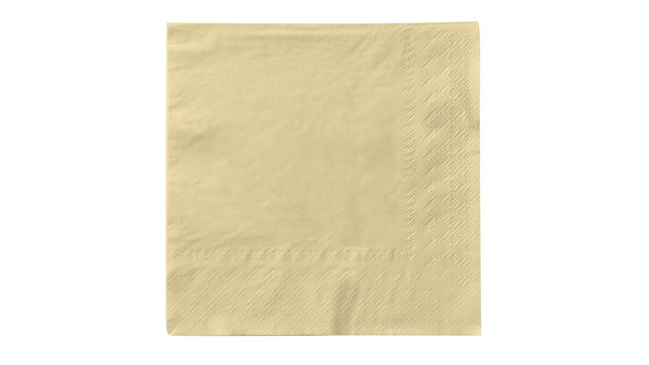Mank-Zelltuch-Serviette, 33x33cm,3-la 1/4 Falz, creme