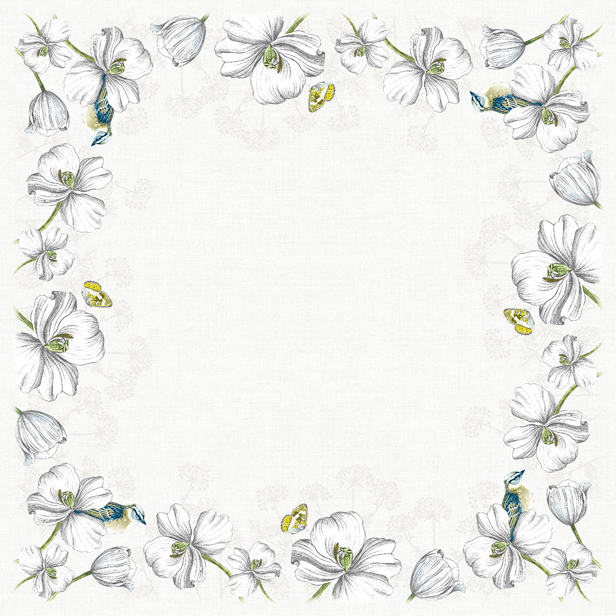 Linclass-Mitteldecke, 80x80cm, 'Isabeau'