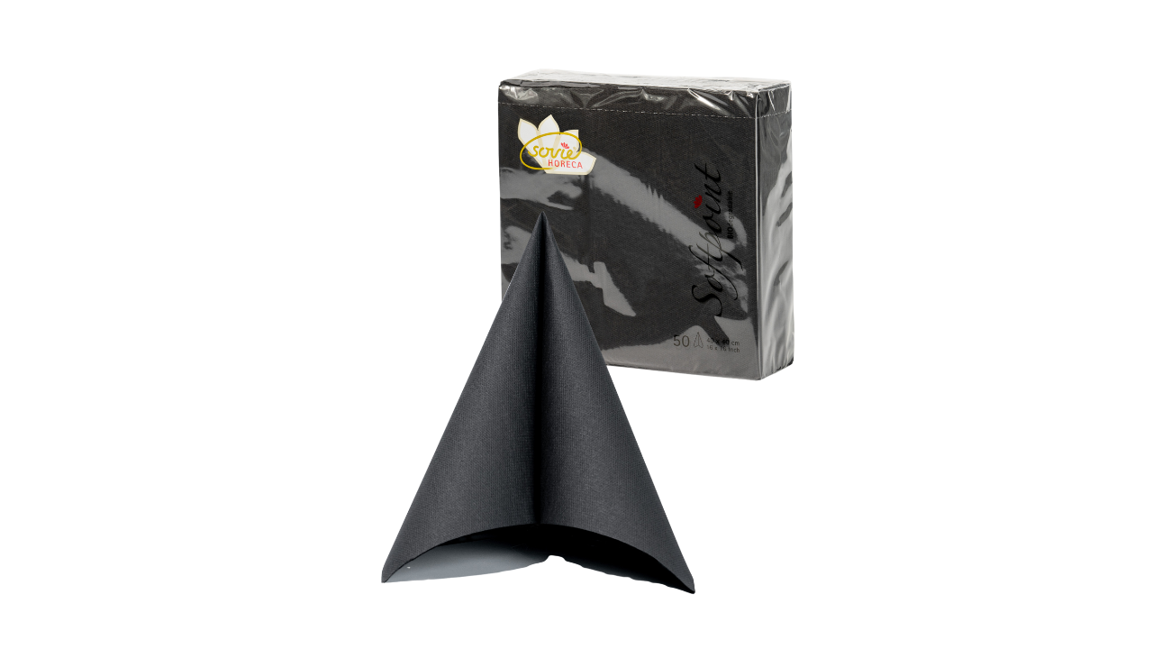 Mank-Softpoint-Serviette, 40x40cm, 1/4 Falz, schwarz