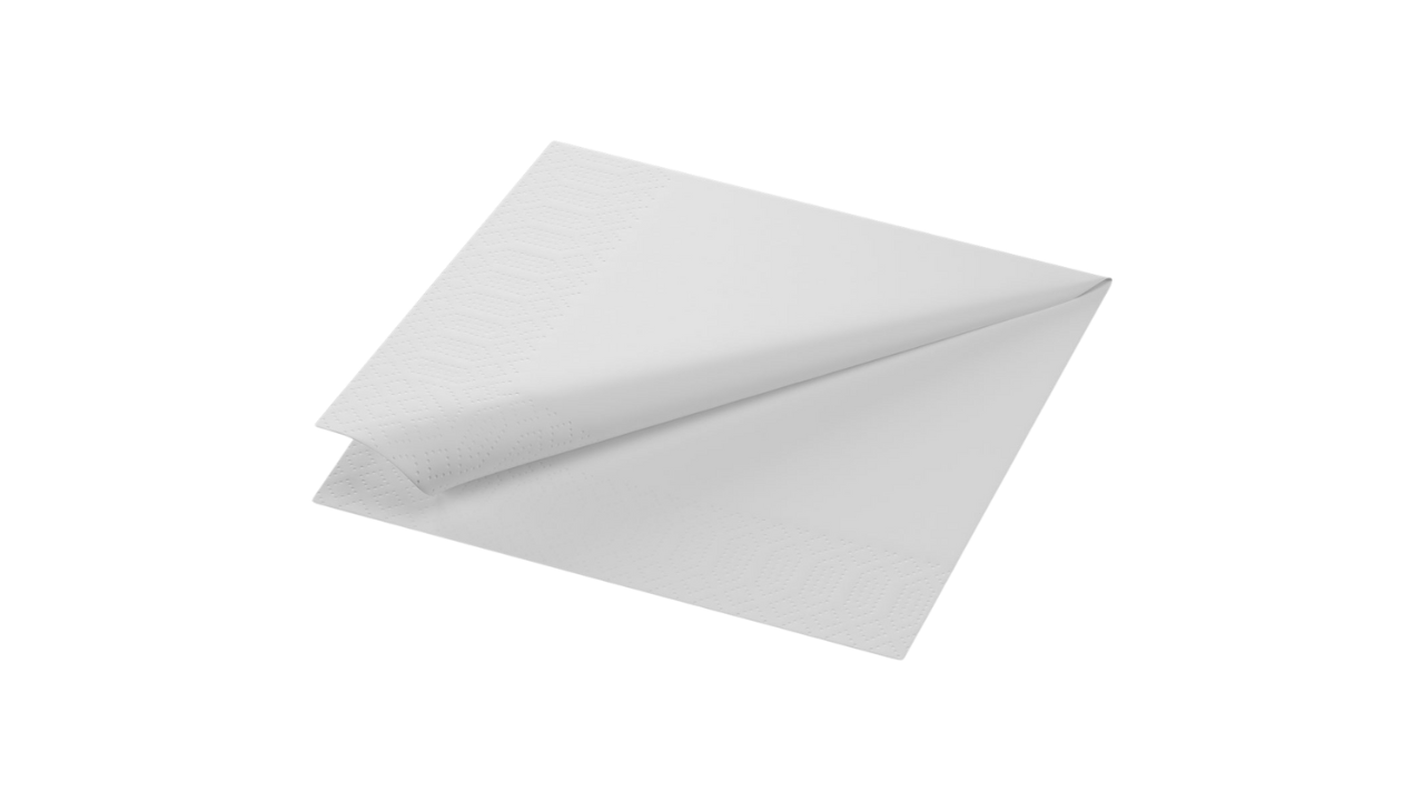 Duni-Zelltuch-Serviette, 40x40cm, 3-lg, 1/4 Falz, weiß