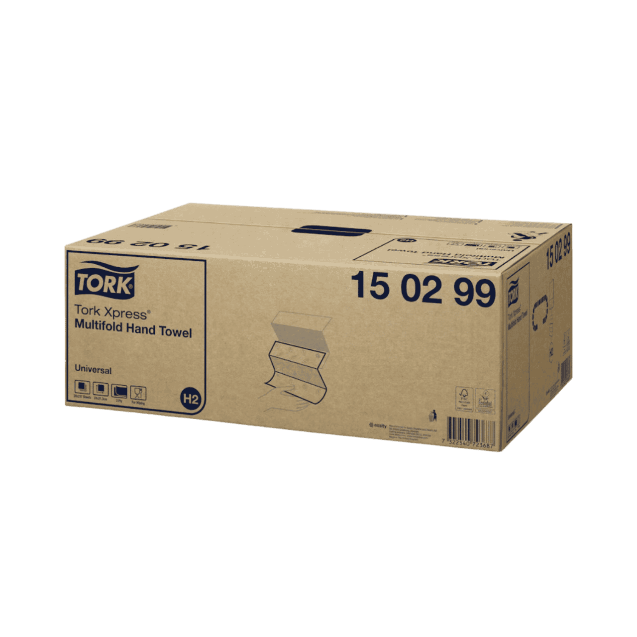 Tork Xpress&reg; Universal Handtuch, H2 2-lagig, Miltifold 21,3x23,4cm, hochwei&szlig;