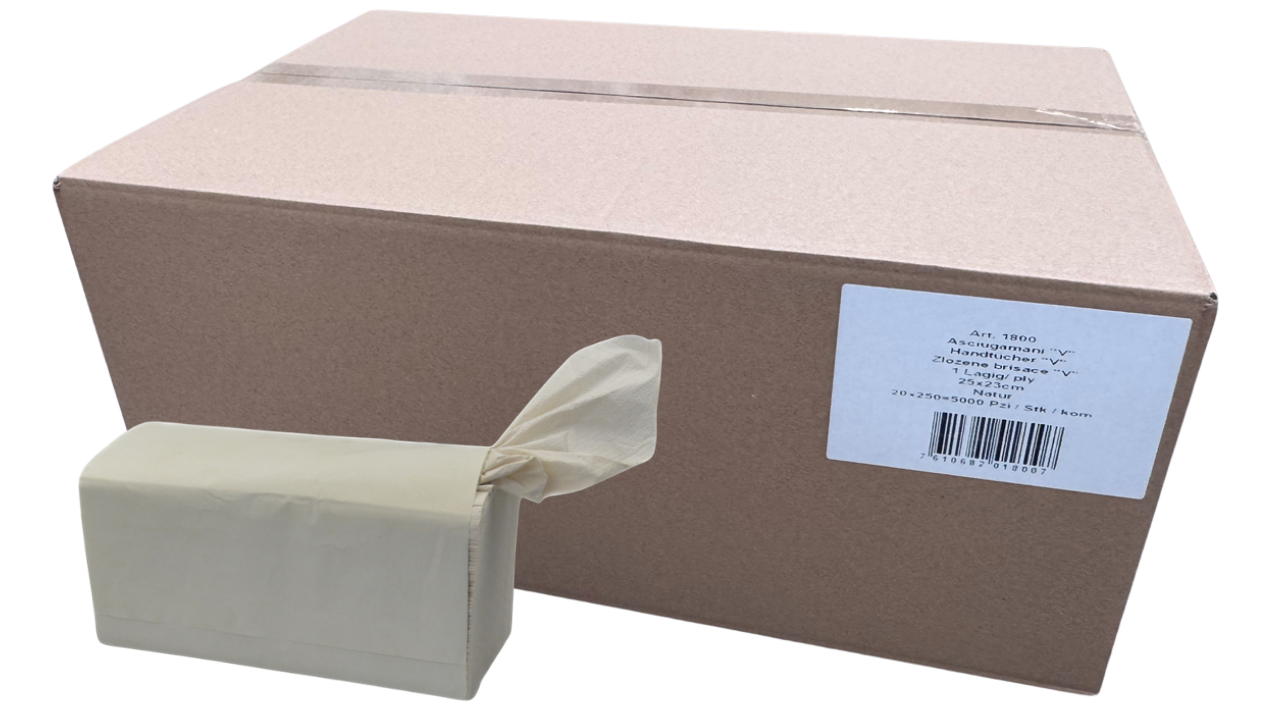 Handtuch-Papier, naturwei&szlig;, 1-lagig, Krepp, 25x23cm, Zickzack