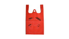 H-Form Mehrwegtragetasche, 32+12x53cm, PP-Vlies, Motiv 'Erdbeeren' (35g)