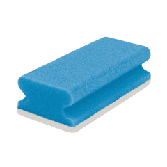 Topfschwamm, 15x7x4,5cm,mit Griffleiste, kratzfrei, blau/wei&szlig; (10er)
