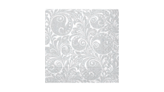 Zelltuch-Serviette, 33x33cm, 3-lagig, 1/4-Falz, 'Jordan' wei&szlig;/silber