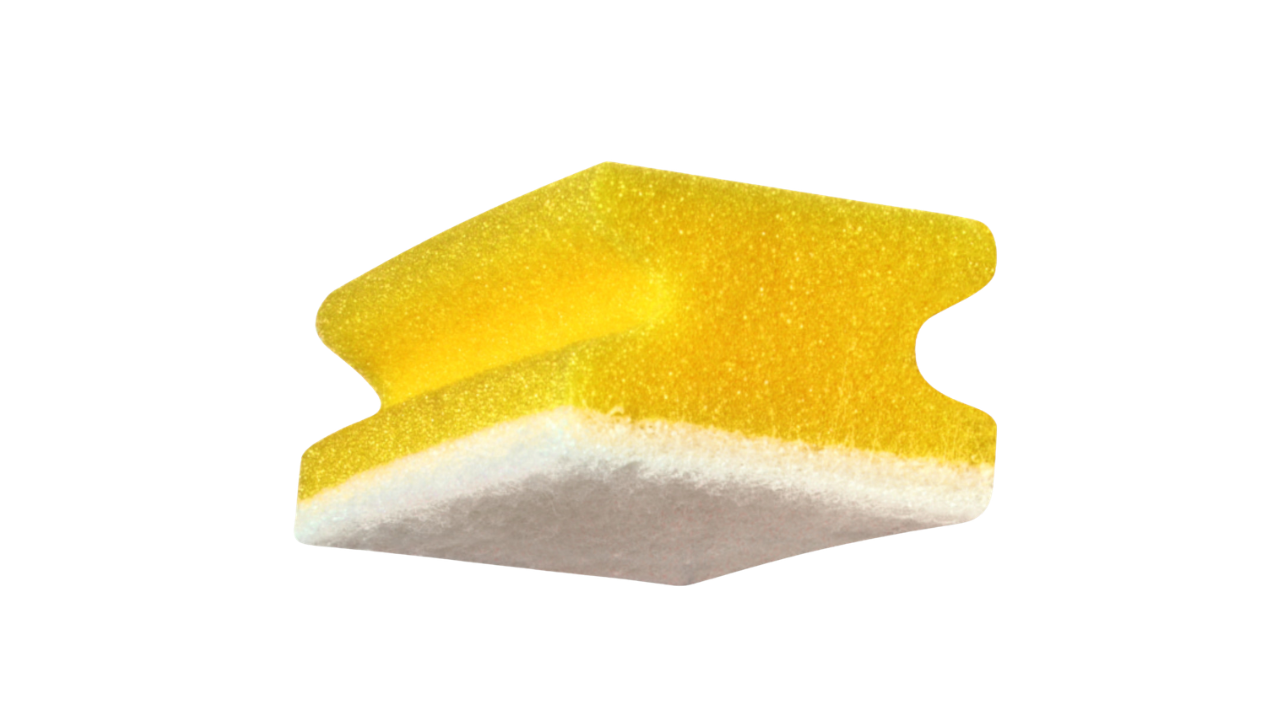 Topfschwamm, 15x7x4,5cm,mit Griffleiste, kratzfrei, gelb/wei&szlig; (10er)