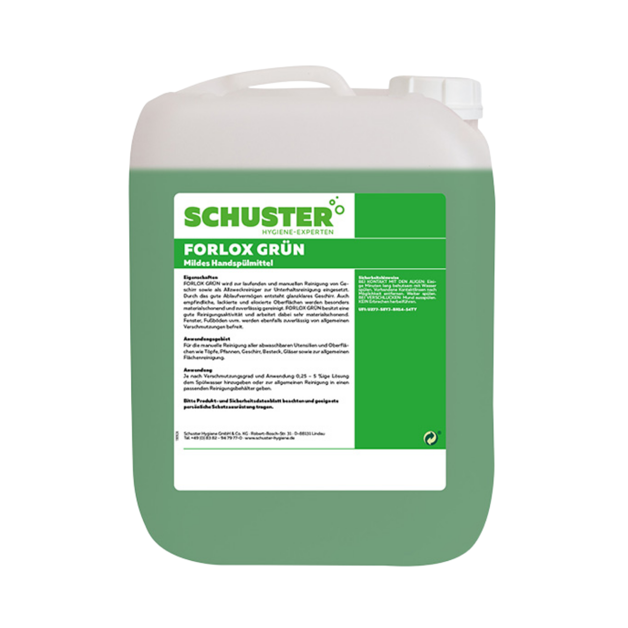 Handsp&uuml;lmittel und Neutralreiniger, Forlox gr&uuml;n, fl&uuml;ssig, 10kg