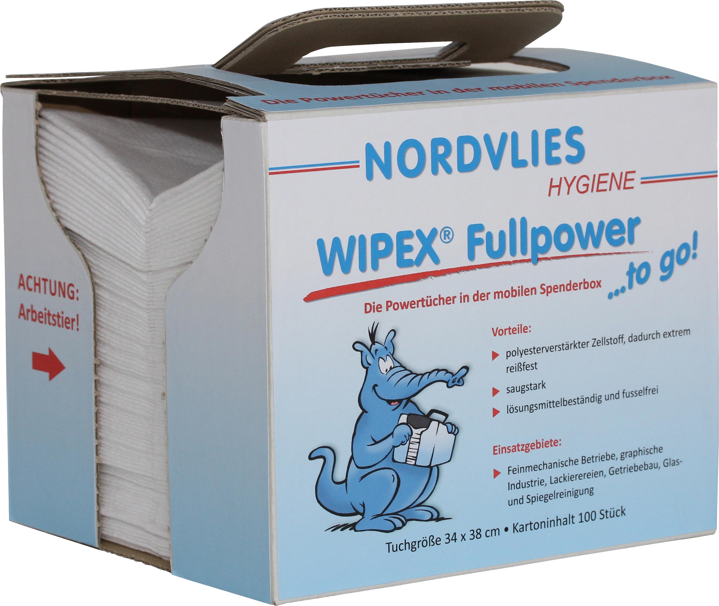 Wischtuch Wipex Fullpower 'To Go', weiß, 1-lagig, 34x38cm, 100 Tücher