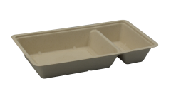 Bagasse Snackbox, 2-geteilt, 205x125x35mm, natur